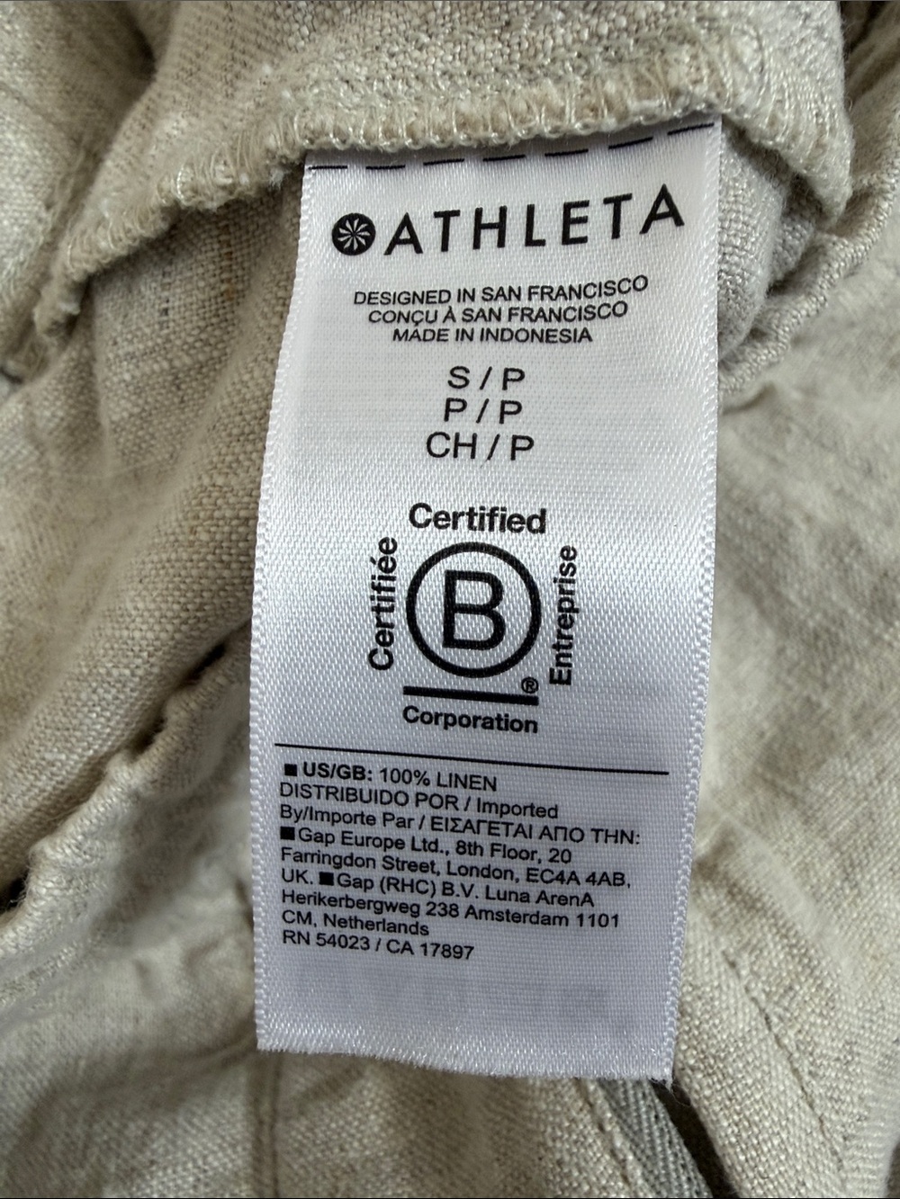 Athleta 100% Linen Light Beige lightweight Drawstring Joggers Sz Small - Picture 6 of 12